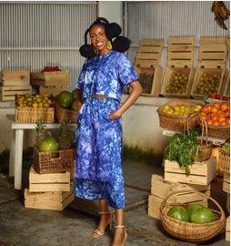 DELPHIN BLUE 2PC SET EMBROIDERED LONG