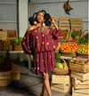 HIBISCUS BROWN MIDI KAFTAN