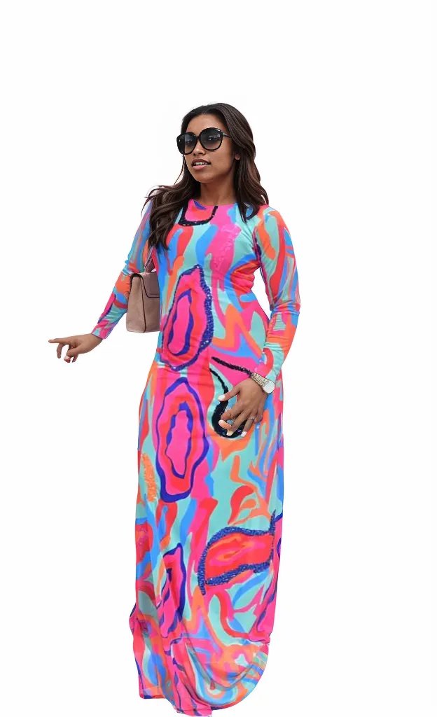 Beaded Multi colored Eko mesh dress by Yeside Laguda