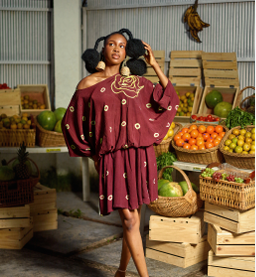 HIBISCUS BROWN MIDI KAFTAN
